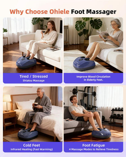 Ohiele Foot Massager with Heat,Shiatsu Deep Kneading Massager for Plantar Fasciitis, Foot Massage Machine with Multi Massage Modes & Remote Control for Pain Relief (Purple)