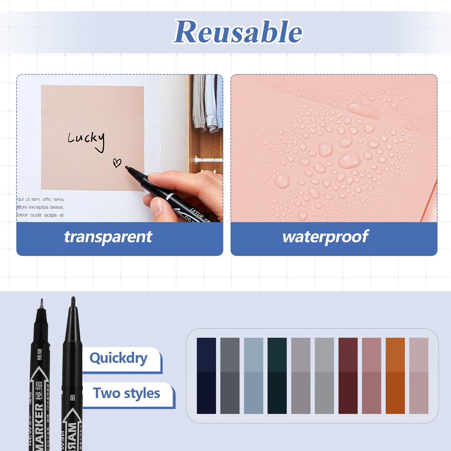 Jutom 39 Pcs Aesthetic Book Annotation Kit Highlighter with Pencil Case Bag Gel Pen Transparent Sticky Note Taking Bible Study College School Supplies(Black,Cute Style)