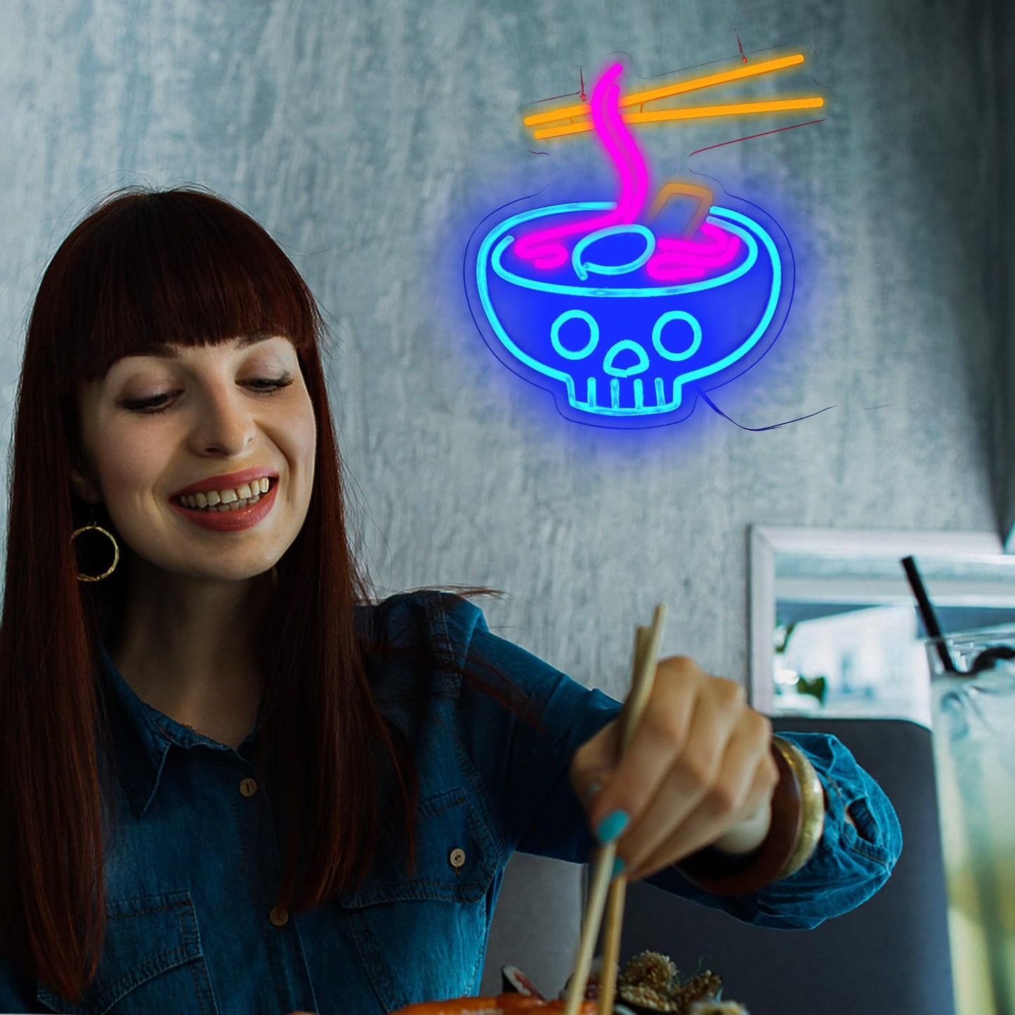 Ramen Neon Sign Ramen Neon Light LED Neon Sign for Japanese Restaurant Wall Décor Dimmable LED Neon Light for Bar Restaurant Music Concert Man Cave Wall Art 16.8"×12.8"