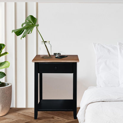 Casual Home Owl Night Stand with USB Port Charging Station and Drawer, 17.5" W x 14.25" D x 24.5" H, Natural Gray