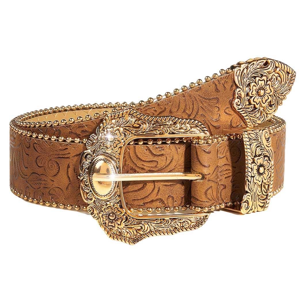 Flimire Western Belt for Women Cowgirl Country Leather Belt (Fit for Waist Size:31''-39'')