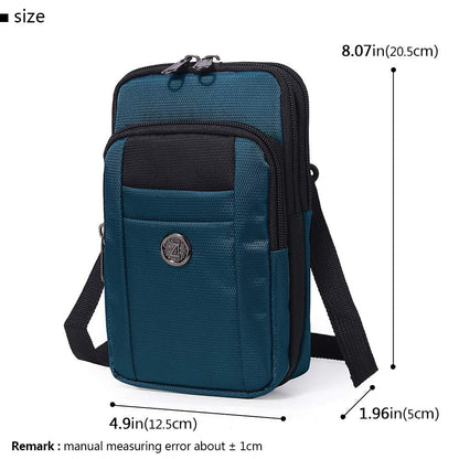 Senient Wolf Waterproof Nylon Multifunctional Phone Bag Small One Shoulder Crossbody Bag Waist Bag Wallet Travel Passport Bag