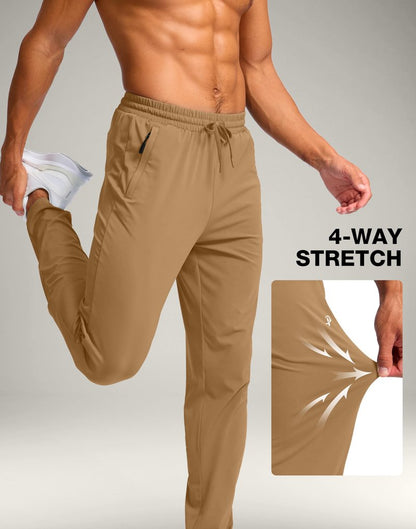 Pudolla Extra Long Sweatpants for Men with Zipper Pockets Men Tall Sweatpants for Athletic,Workout,Running（Dark_Khaki 36-L