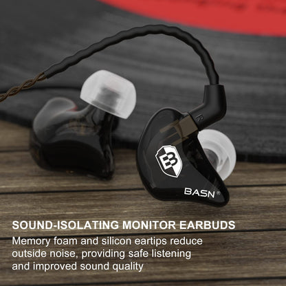 BASN in Ear Monitor Headphones for Musicians, Bsinger 2nd Generation Sound Isolating Earphones with Dual Dynamic Drivers Detachable MMCX Cable (Black)…