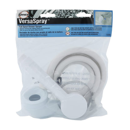 Danco 10086 VersaSpray Portable Hand Held Shower Head Sprayer Fits Bathtubs Without Diverter, 1 Pack, White