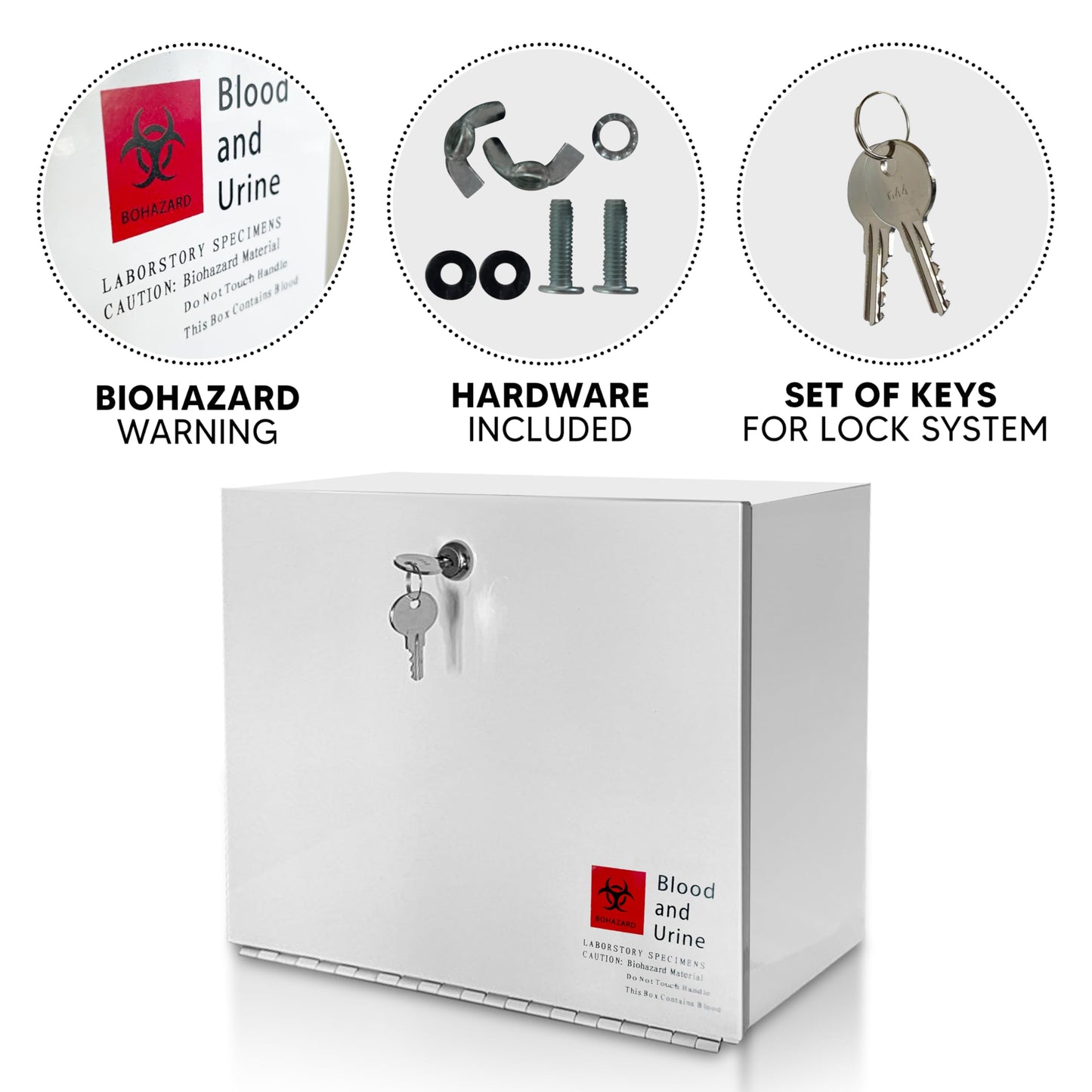 Specimen Lock Box Heavy-Duty Metal – Secure Over & Under the Door Drop Box for Medical Labs, Clinics, and Offices, Durable, Tamper-Resistant Collection Box for Specimen Handling and Storage
