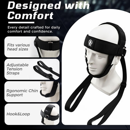Neck Stretching Training Harness – Adjustable Chin Strap Headgear with Dual D-Rings for Neck Traction, Mobility, and Posture Support