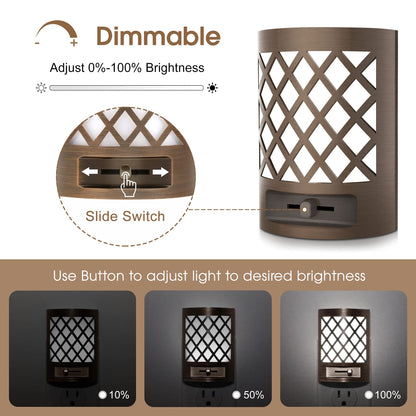 Night Light, Nights Lights Plug Into Wall [2 Pack], Plug in Night-Light, Nightlight, Dusk to Dawn Sensor, Adjustable Brightness Nightlights for Bathroom, Hallway, Stairway, Soft White
