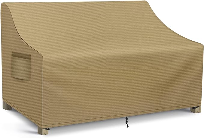 WLEAFJ Patio Sofa Cover Waterproof, 3-Seater Outdoor Sofa Cover, Heavy Duty Deep Lounge Loveseat Cover, Large Lawn Patio Furniture Covers with Air Vent, 78’’ W x 33’’ D x 32’’ H, Khaki