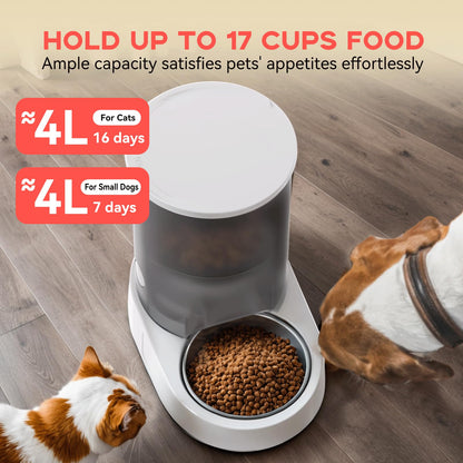 PAPIFEED Automatic Cat Feeder, 4L Auto Dog Cat Feeder with Rechargeable Battery & Dual-Band WiFi (2.4G & 5G), Automatic Pet Food Dispenser for Outdoor Travel Home