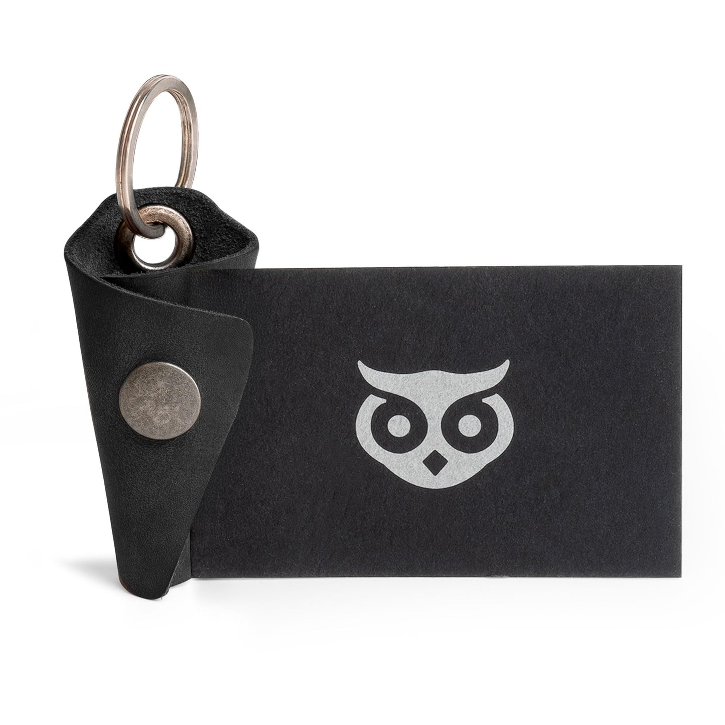 Hide & Drink Full Grain Leather Wrap Keychain, Organizer Snap Closure, Key Ring Cover, Silencer Sleeve Key Holder for Men (Charcoal Black)