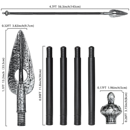 Spartan Spear 56In Medieval Roman Plastic Spear Prop Costume Accessory Weapon,Cosplay Vikings Role Play Decoration for Halloween Party