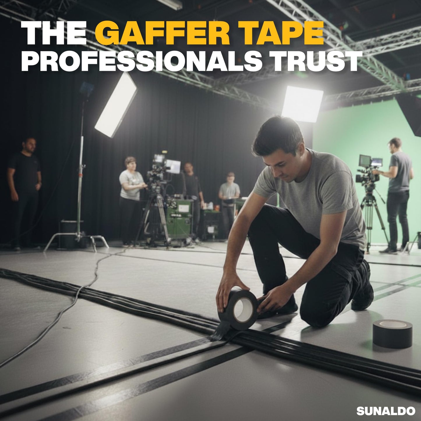SUNALDO Gaffers Tape Heavy Duty, Easy to Rip, Residue-Free Professional Grade Floor Tape for Electrical Cords, Matte Finish Non Reflective, Weather Resistant (1, Brown, 2" x 30 Yards)