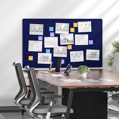 MaxGear Extra Large Bulletin Board 60" x 36", Foldable Felt Board Vision Board Supplies, Cork Board for Office, Home, School, Small Pin Boards for Walls Decorative Display Board Dark Blue