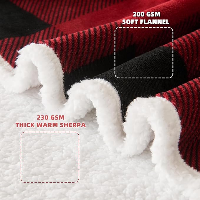 IFNOW Sherpa Wearable Blanket with Sleeves for Women Men Adults, Cozy Wearable Blanket with Arm and Pocket, Warm Full Body TV Wrap Throw blanket, Soft Robe Blanket as Gifts for Mom Wife, Plaid