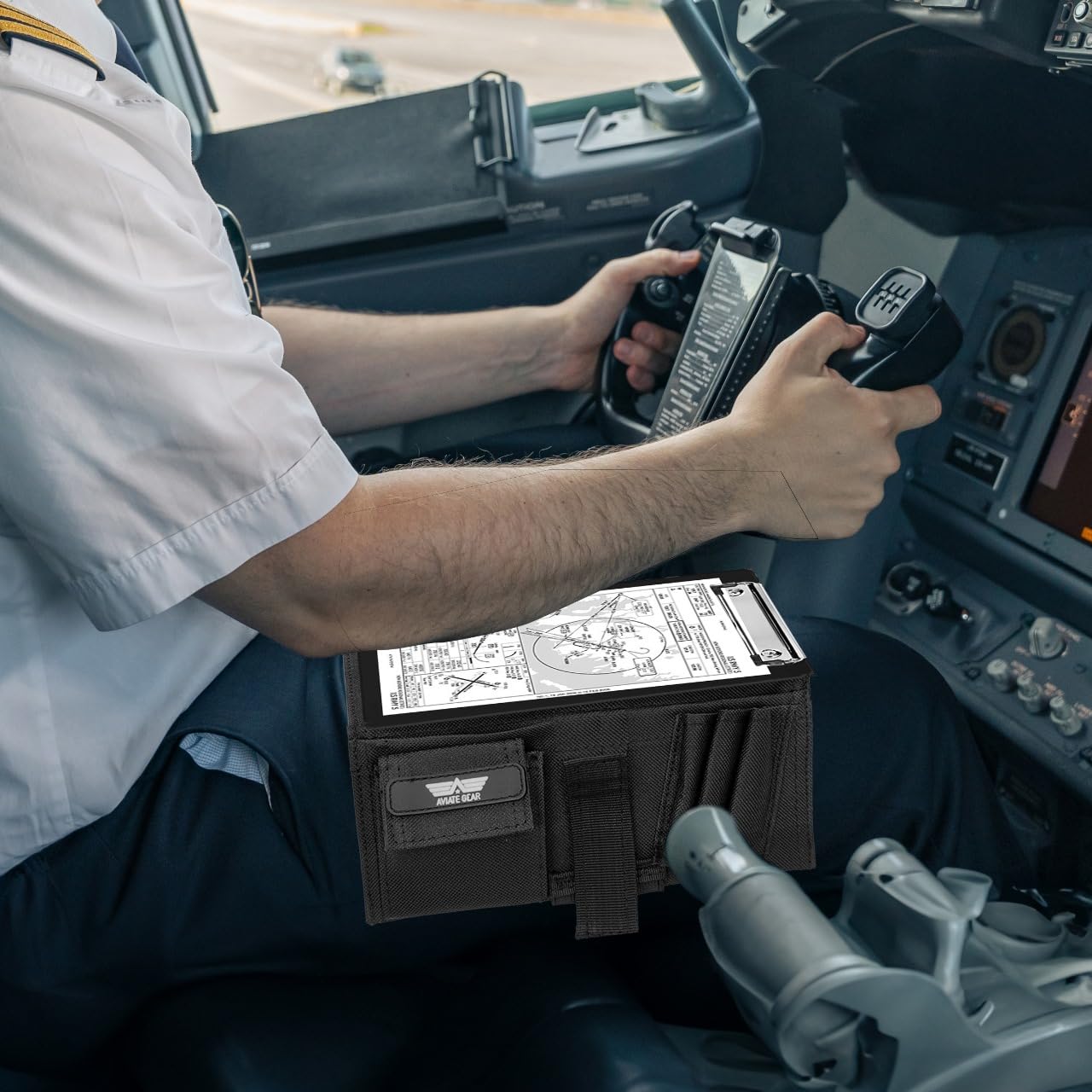 Performore Pilot Kneeboard - Includes Clipboard, Knee Strap & 7 Rings - Organize Approach Plates, Checklists & More - Secure & Convenient Aviation Knee Board for Professionals & Enthusiasts