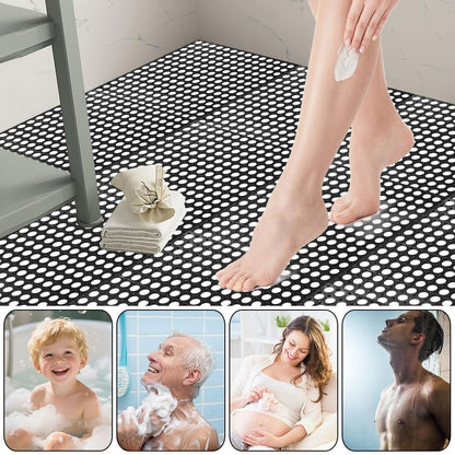 Interlocking Floor Tiles 12x12 Inch, 12 Pack Soft PVC Non-Slip Drainage Tiles with Holes for Bathroom, Pool Deck, Gym, Garage, Kitchen & Wet Areas, Easy Splicing Anti-Fatigue Mat, Black (12 Pack)
