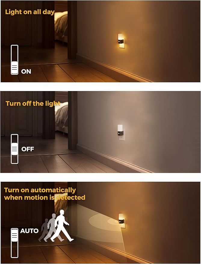 L LOHAS LED Motion Sensor Night Light, [2 Pack] Motion Activated Night Light Plug into Wall, Dimmable 100LM, Soft White 3000K, Motion Sensor Light Indoor for Hallway Bedroom Stairway Bathroom Elderly