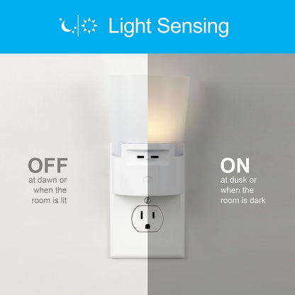 GE Ultrabrite Dimmable Sconce LED Night Light GEPlug-In, Energy Efficient, Dusk-to-Dawn Sensor, Adjustable Brightness, Ideal for Bedroom, Bathroom, Hallway, Nursery, White, 45123, 1 Pack,