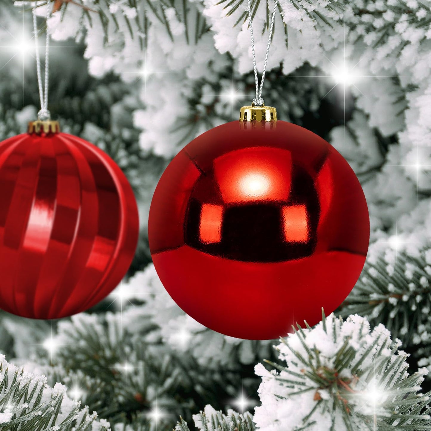 Benjia Extra Large Size Outdoor Christmas Ornaments, Oversized Huge Big Shatterproof Xmas Christmas Plastic Balls for Outside Lawn Yard Tree Hanging Decorations (6"/150mm, Red, 6 Packs)