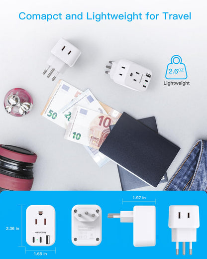 South Africa Travel Plug Adapter, HANYCONY Type M Power Adapter with 2 AC Outlets 3 USB Ports(2 USB C) for US to South Africa Botswana Namibia India Nepal Bhutan Sri Lanka