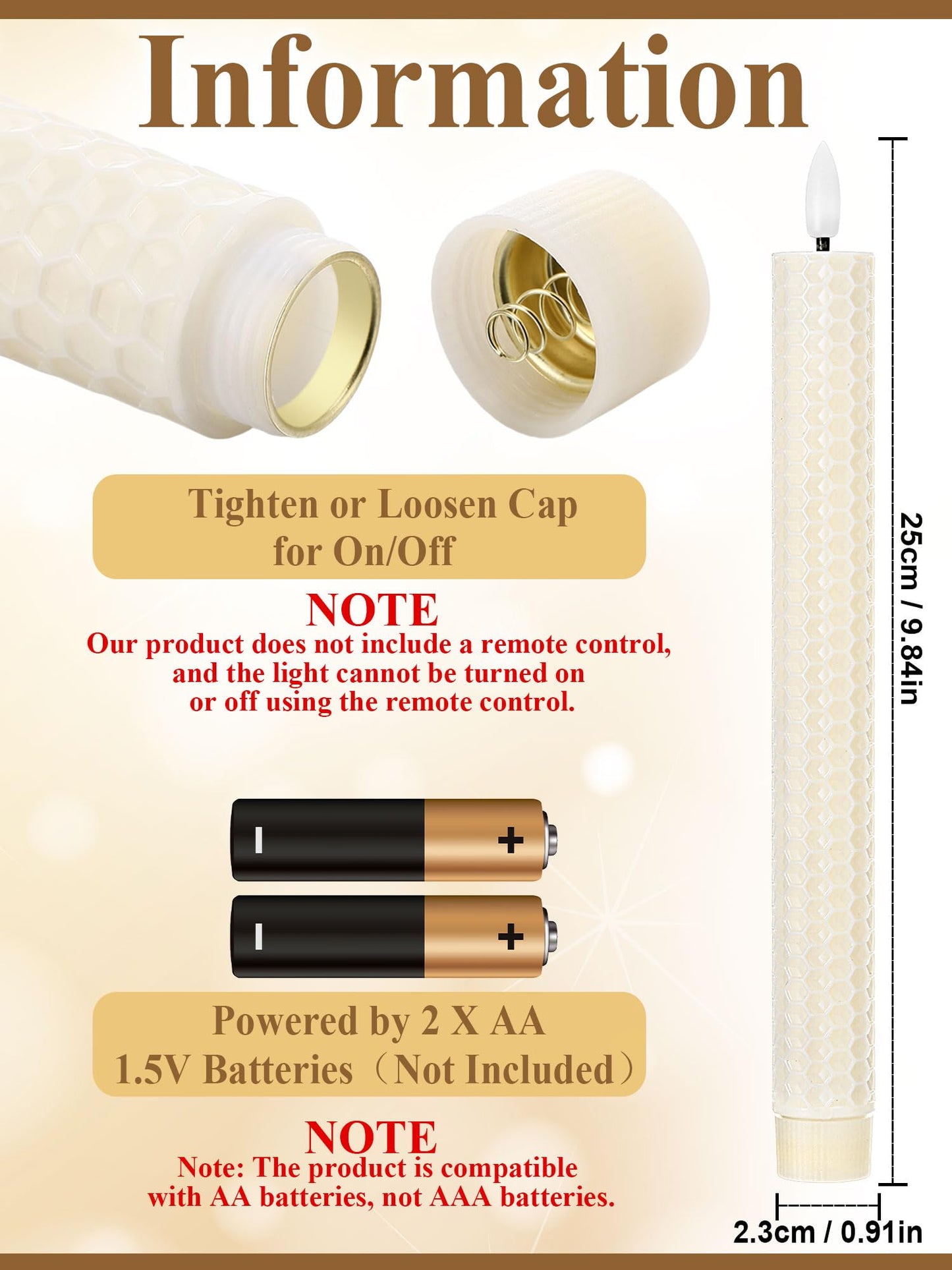 Treela 24 Pcs Flameless Taper Candles Battery Operated Bulk Fake Candles Light LED Candle Sticks Flickering Tapered for Easter Wedding Anniversary Decoration(Honeycomb,10 Inch,Ivory)