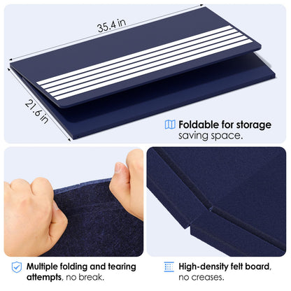 MaxGear Extra Large Bulletin Board 60" x 36", Foldable Felt Board Vision Board Supplies, Cork Board for Office, Home, School, Small Pin Boards for Walls Decorative Display Board Dark Blue