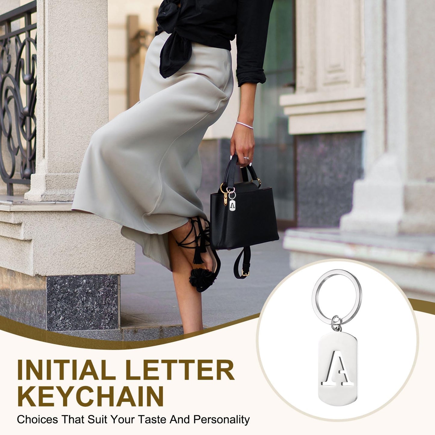 PATIKIL Initial Letter Key Chain, A-Z KeyChain DIY Pendant Key Ring A-Z Charm Alphabet Keyring Bag Backpack Decor for Keys Purse Party Gifts Favors, Silver (Letter S)