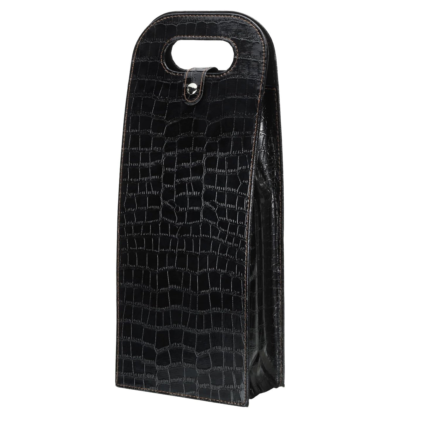 PATIKIL 2 Bottle Wine Gift Bag, Wine Bag Reusable Leather Wine Tote Carrier for Wine Bottles Portable Champagne Gift Bags for Picnic Party Wedding, Black