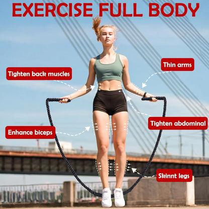 Weighted Jump Rope for Men Women, 1.5lb Heavy Jumping Ropes for Fitness, Adult Skipping Rope for Home Gym Exercise, Improve Strength and Building Muscle Workout Equipment (Black)