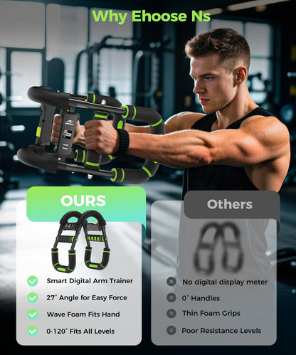 Twister Arm Trainer & Chest Workout Equipment with Digital Display - Auto Reps & Calorie Estimator, 40-120 lbs Home Gym Chest Exerciser for Men, Green Pro
