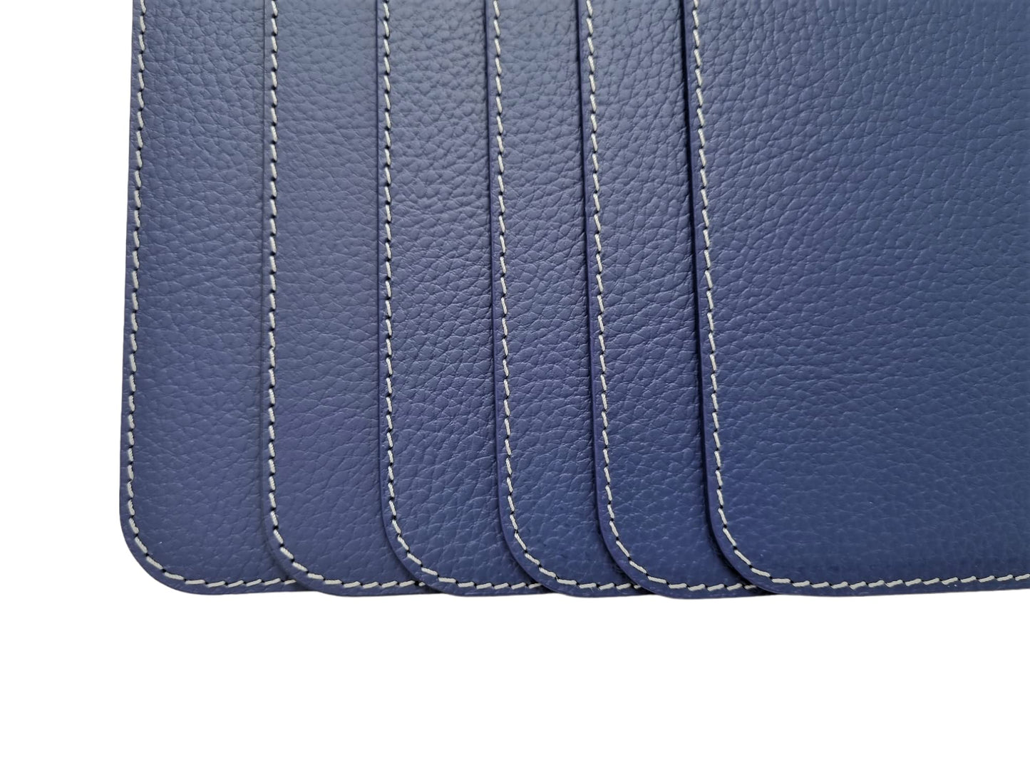 Nikalaz Set of 6 Placemats Made of Recycled Leather (18"x13", Blue)