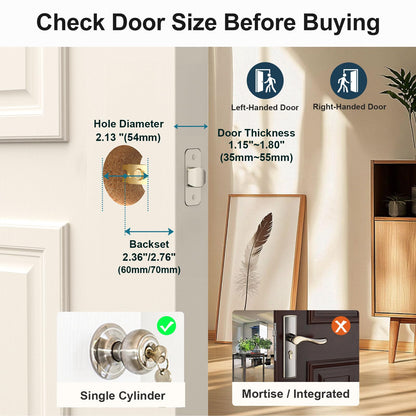 Smart WiFi Door Lock with Handle: SMONET Keyless Entry Lock with Fingerprint for Front Door Anti-peep Keypad Compatible with Alexa