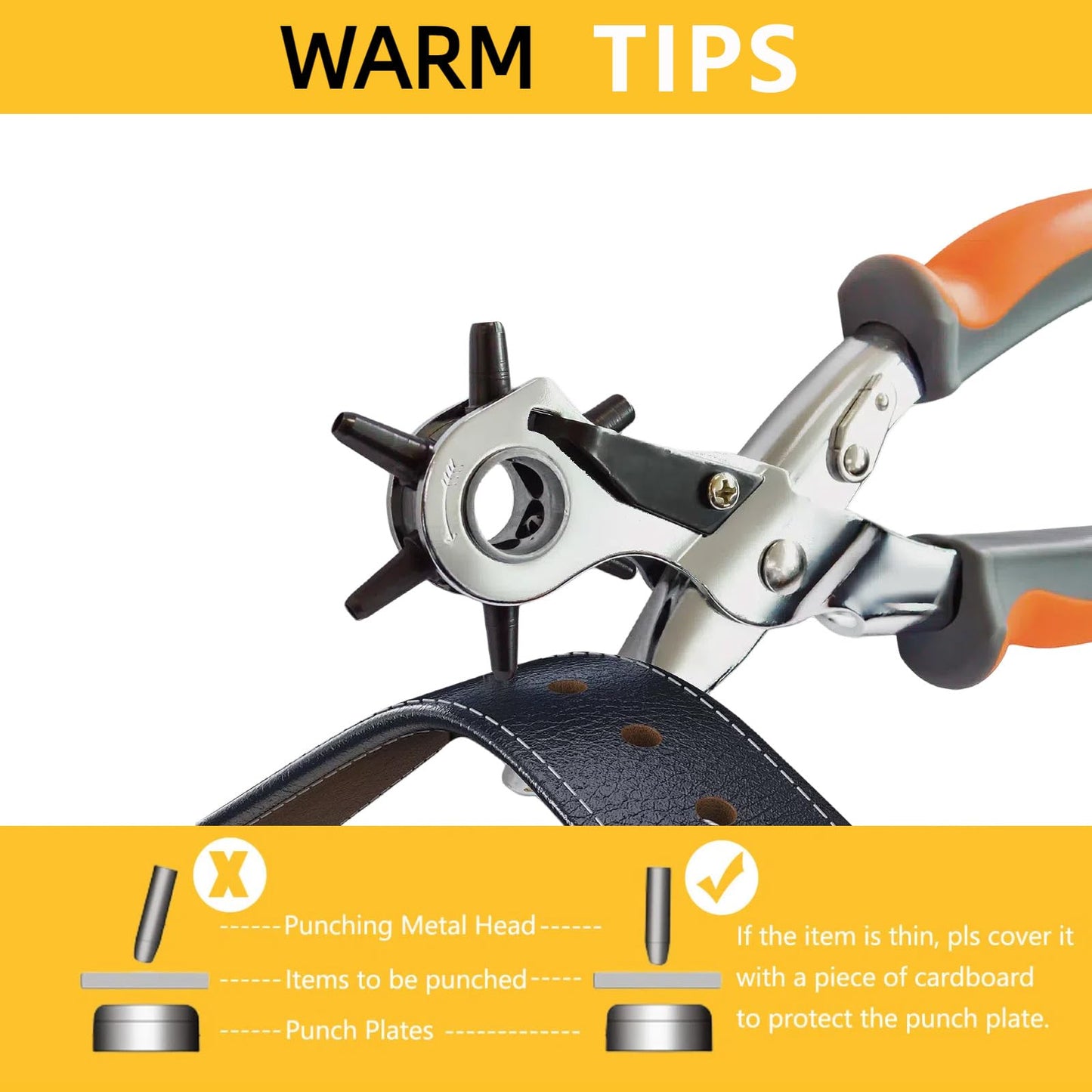 Leather Hole Punch, BILLION GOLD Heavy-Duty Belt Hole Puncher, Multi Sizes Hole Punch Tool for Leather, Belt, Watch Straps, Saddle, Cards