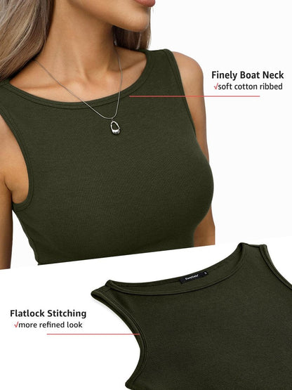 EasyGala Women Cotton Ribbed Tank High Neck Sleeveless Shirts Basic Summer Going Out Top Cute Slim Fitted Clothes 2026