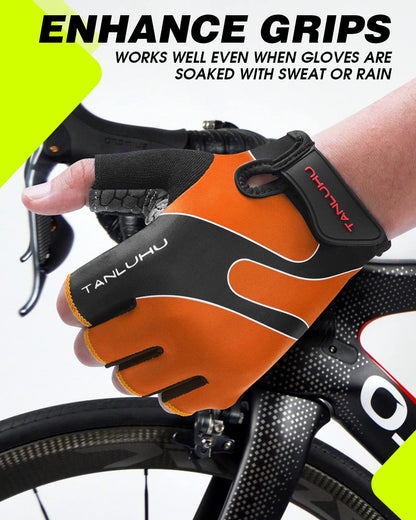 Tanluhu Cycling Gloves - Mountain Bike Half Finger Road Riding Gloves, Breathable, Shock-Absorbing, for Men and Women