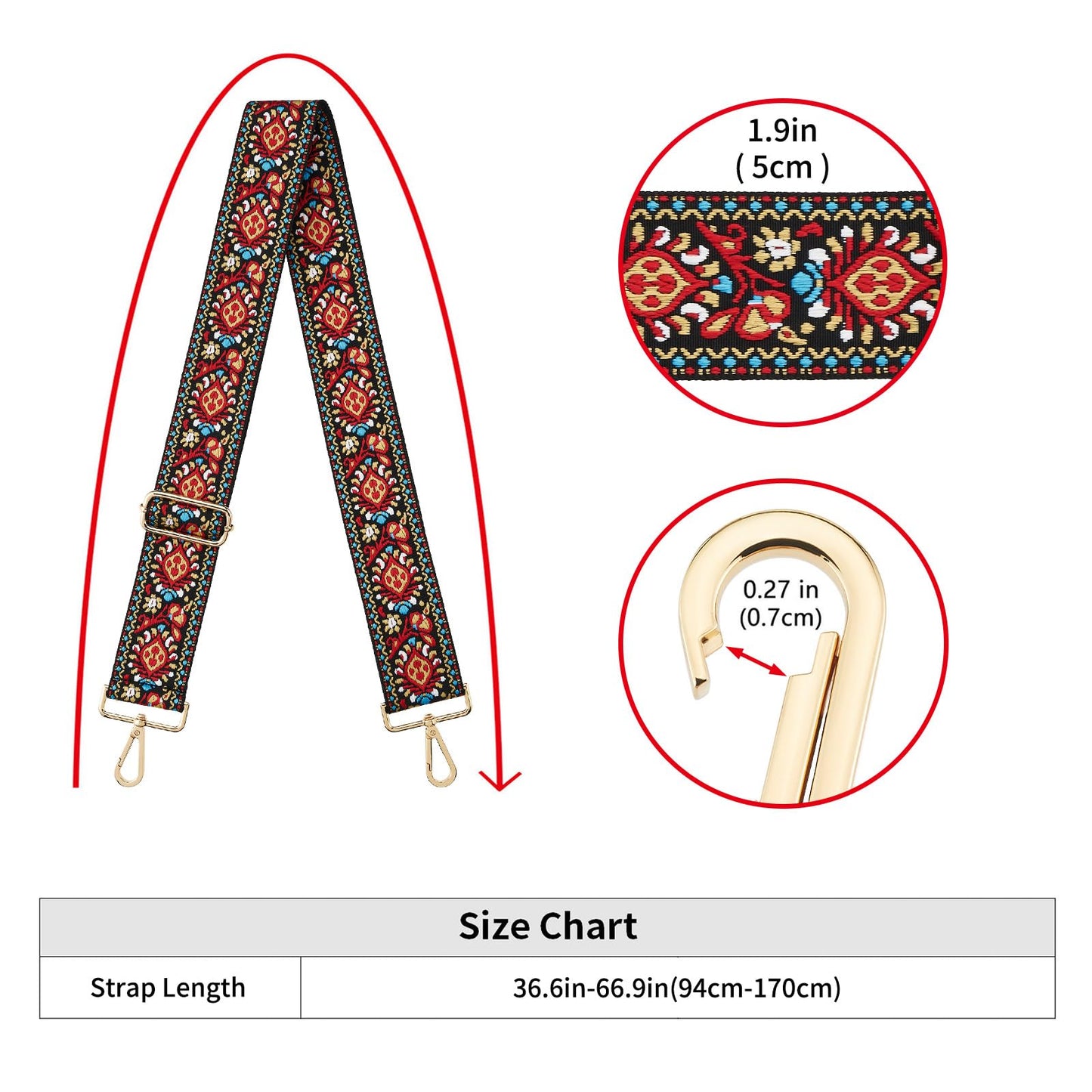 Wide Shoulder Strap Adjustable Replacement Belt Guitar Style Crossbody Bag Handbag Strap Multicolor Canvas Straps(Wide:2in)(Color71)