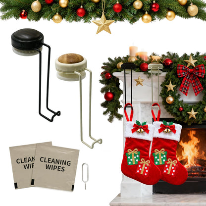 Stuzos 2 Pack Christmas Fireplace Stocking and Garland Hanger,Mantle Garland Holder for Hanging Christmas Stockings (Black Walnut*1PCS+Wood Tone*1PCS, M)