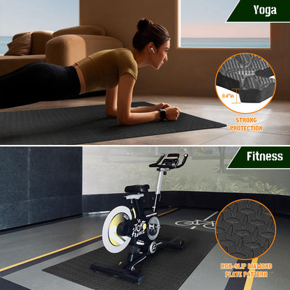 GWT Interlocking EVA Foam Floor Tiles 24x24 Inch 0.4 Inch Thick Gym Flooring for Home Gyms Garages and Basements, 12 Pack Covers 48 Square Feet, Shock-Absorbing Easy Snap-Together Install