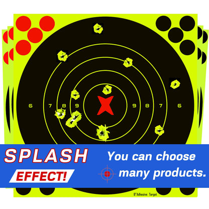 ATFLBOX 8 Inch Splatter Adhesive Bullseye Fluorescent Yellow Shooting Target Stickers, Shooting Outdoor and Indoor Ranges, Rective for Handguns, Rifle, Pistol, Pellet Guns, Airsoft, BB Guns (50 Pack)
