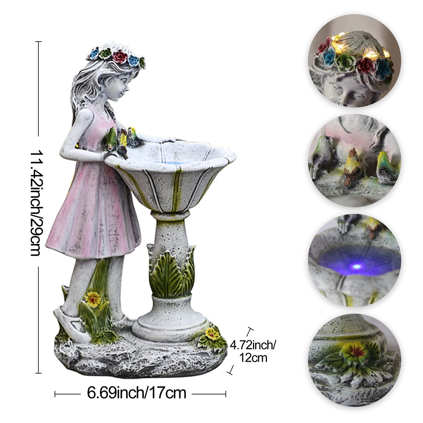 Voveexy Fairy Garden Statue, Solar Garden Angel Figurine Outdoor Decoration Waterproof Angel Sculpture for Patio Yard Lawn Porch Art Ornament Christmas Birthday Gift