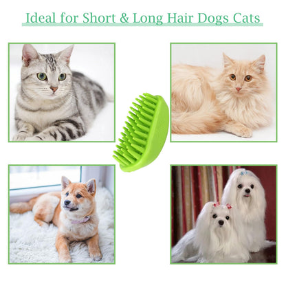 Yintoper Dog Bath Brush, Pet Silicone Shampoo Brush, Rubber Shower Wash Curry Brush for Short Long Haired Dogs Cats Shedding Grooming and Massage, Pet Rubber Brush Removes Loose & Shed Fur