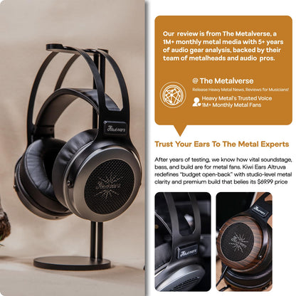 Linsoul Kiwi Ears Altruva Over Ear Headphone, Hi-Fi 50mm Dynamic Driver Monitoring Headphones, Wired Gaming Headset, Open-Back Stereo Headphones for Studio Engineer Audiophile Gaming (Blackwood)