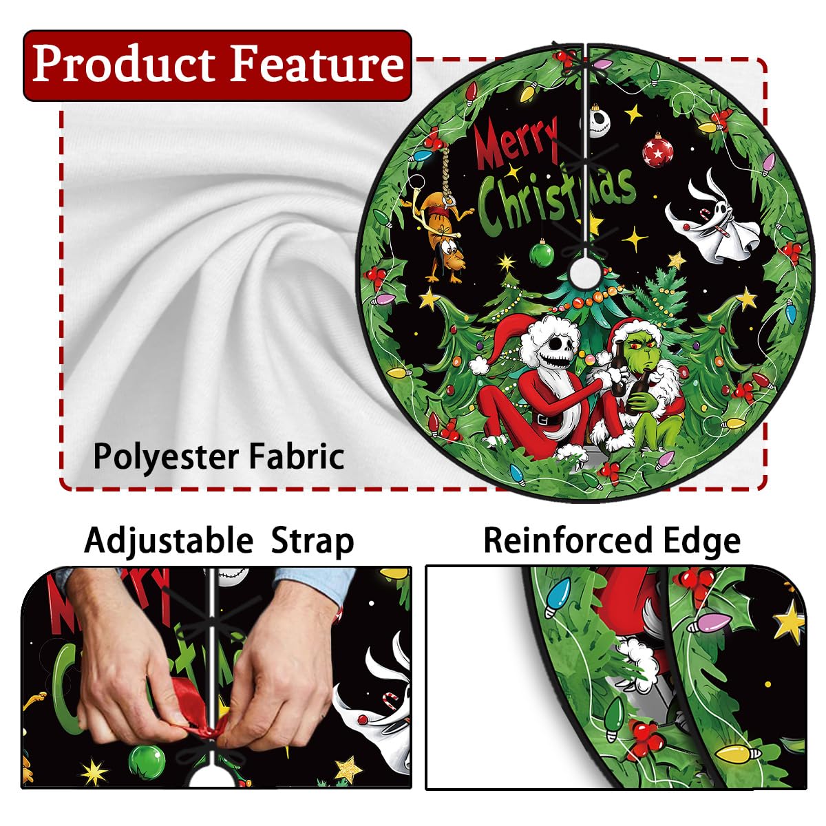 Christmas Tree Skirt 48 Inch Tree Collar Holiday New Year Winter Xmas Tree Decor Christmas Decorations for Home Party