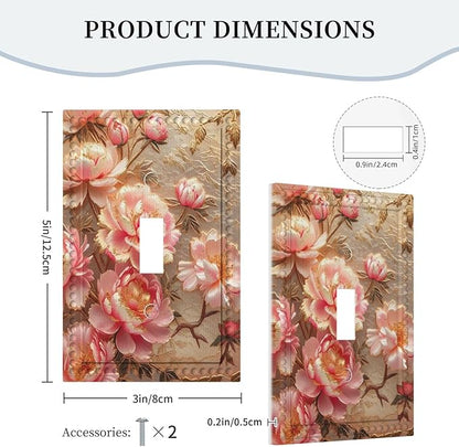 Pink Blooming Flowers Peonies Floral Light Switch Covers 1 Gang Single Toggle Wall Plate Decorative Switchcover Electrical Switchplate for Farmhouse Living Decor