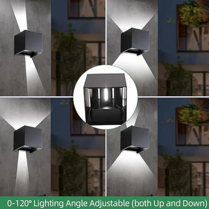 Wrasse 2 Pack Outdoor Wall Sconces 20W Modern Proch Lights120v Exterior Lighting Fixtures 6500k Black Garage Corridor Light Wall Mounted Lamp for Outside House Front