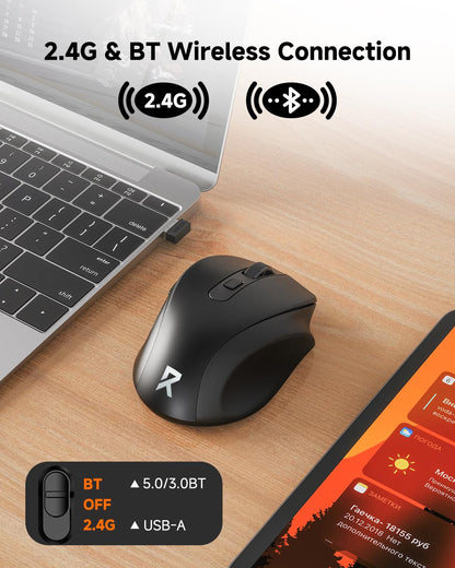 Redragon BM-4092 Wireless Mouse, 5 Level 4000DPI, 18 Months Battery, 2.4GHz Cordless, Portable Optical Computer Mouse for Laptop, PC, Chromebook, Windows, Mac, for Small Hand