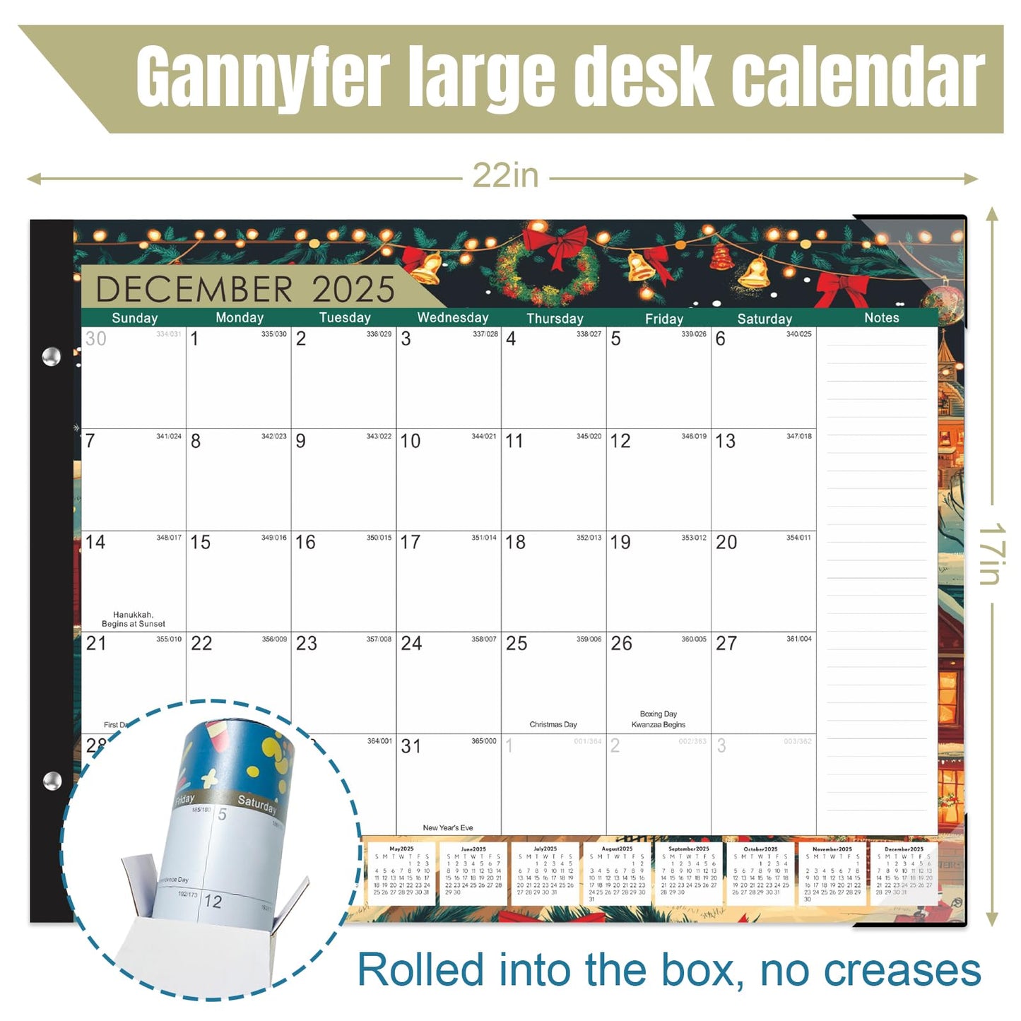 Gannyfer Desk Calendar 2026-2027, 18-Month Large Desk Calendar, Use Now Through June 2027, 22" x 17" Desktop Pad Calendar, Perfect for Your Home, School, or Office (6 Stickers Included)
