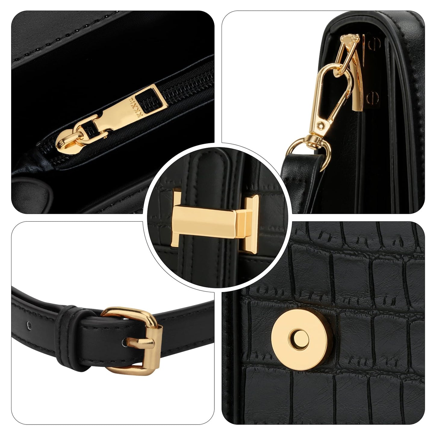 KKXIU Small Purses for Women - Top Handle Crossbody Bag for Women, Leather Lady Handbags Shoulder Clutch with Adjustable Shoulder Strap