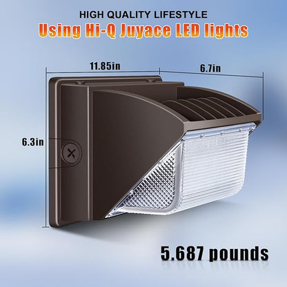 Juyace 150W LED Wall Pack Light with Dusk to Dawn Outdoor Lighting Security Flood Light 5000K 100-277V IP65 Waterproof for Barn Warehouse